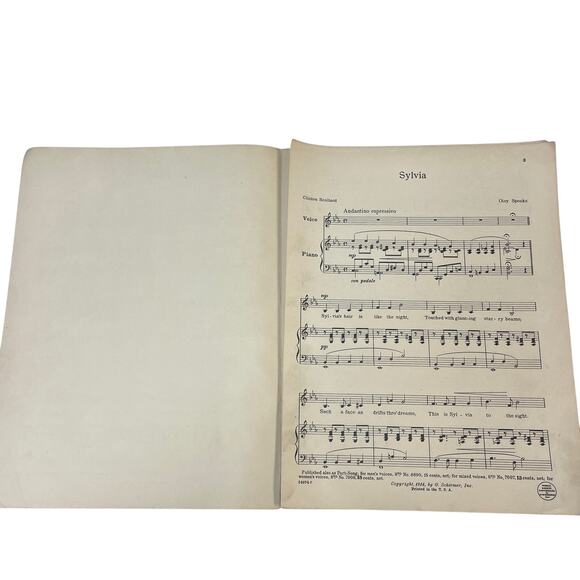 Antique 1914 Sylvia Song by Oley Speaks by G Schirmer Inc Piano Sheet Music - Picture 2 of 3